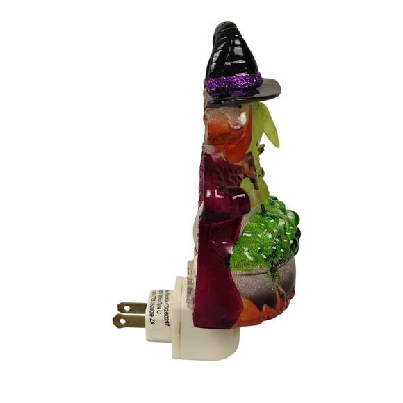 Vintage Halloween Night Light Set Witch Cauldron & Jack-O-Lantern Sparkle EUC - Picture 4 of 15